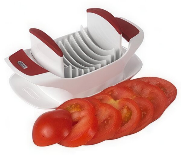 Affetta pomodoro con 8 lame in acciaio inox e piatto integrato per raccogliere sugo e semi in eccesso
