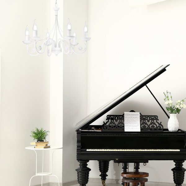 Lampadario a sospensione con catena DONATO 6xE14/40W/230V bianco