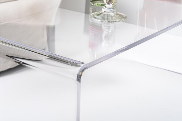 Tavolino, Basso da Th� MILVIO Dimensioni 81x40x h 36 cm, Corpo trasparente plexiglass 8 mm portata massima 8 kg