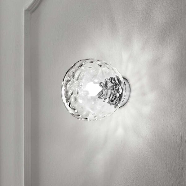 Perenz Applique da parete di design moderno in cromo lucido con vetro trasparente - Skin