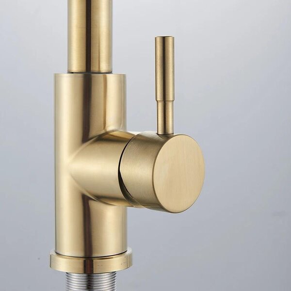 Rubinetto da cucina - Rubinetto estraibile per lavello - Orientabile a 360° - Monocomando - Montaggio a incasso su piano - Acqua calda e fredda - Cartuccia in Vetroceramica - Oro