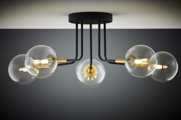Jupiter 2040 - Lampadario a sospensione con supporto rigido BURANO 5xG9/10W/230V nero/oro/limpido