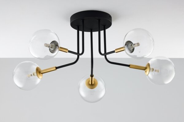 Jupiter 2040 - Lampadario a sospensione con supporto rigido BURANO 5xG9/10W/230V nero/oro/limpido