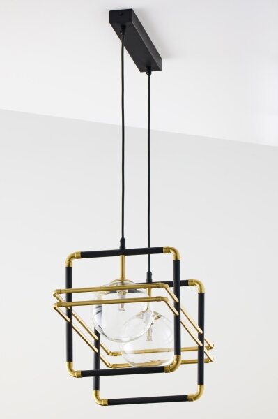 Jupiter 2029 - Lampadario a sospensione con filo FIORI 2xG9/10W/230V nero/oro/limpido
