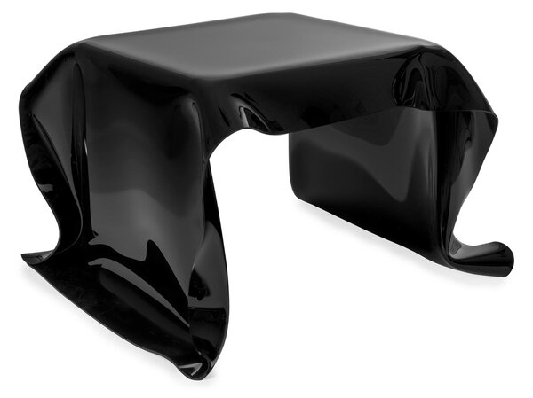 Tavolino, Basso da Th� Drappeggi d�autore Dimensioni 60x75x h 40 cm, Corpo Nero plexiglass 3 mm portata massima 8 kg