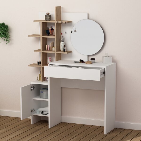 Skye Decor, Mup- Mup DTE, bianco, rovere, tavolini, 151x105x35 cm, 100% pannello di particelle rivestito in melamina