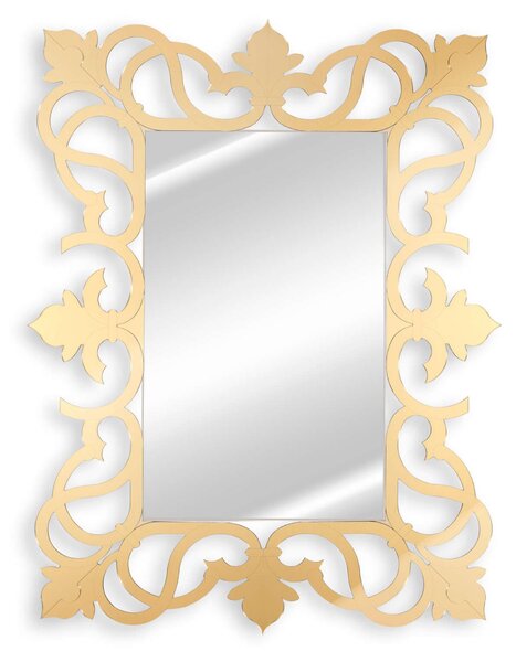 Specchiera con cornice in plexiglass impreziosito da intagli minuziosi al laser Dimensioni 134x3x h 98 cm - stile barocco colore Oro