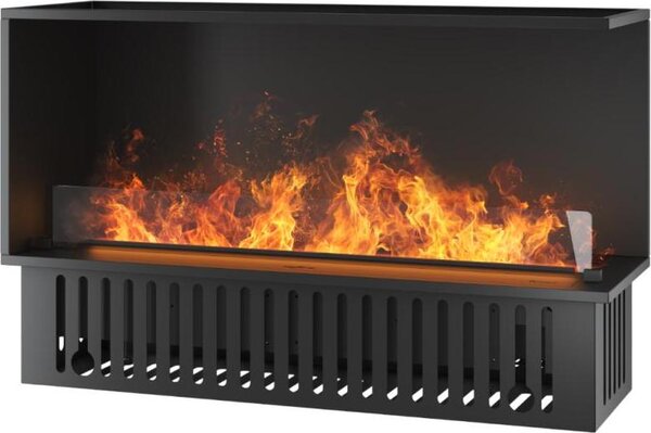 Caminetto a Vapore Acqueo da Incasso Corner R1200 con Fiamma Multicolore, Effetto 3D e Controllo App, Serbatoio 2.4l - 120cm Autorefill