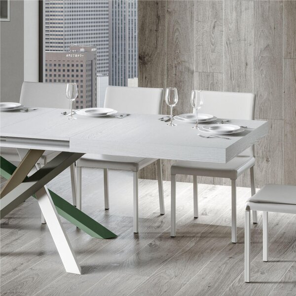 Tavolo Allungabile 160 cm con 2 allunghe VOLANTIS MULTICOLOR 90x160xh77 cm estensibile fino a 224 cm Allunghe da 52 cm, gambe in Ferro verniciate Antracite piano colore Bianco Frassino