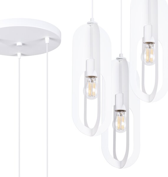 Sollux SL.1361 - Lampadario a sospensione con filo NICUS 3xE27/15W/230V bianco
