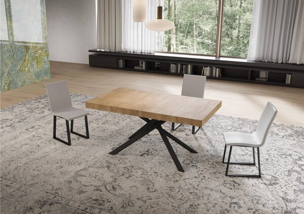 Tavolo Allungabile 160 cm con 2 allunghe NIKET Dimensioni 80x160xh77 cm estensibile fino a 244 cm Allunghe da 52 cm, gambe Antracite Tavolo colore Quercia natura