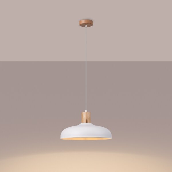 Sollux SL.1323 - Lampadario a sospensione con filo INDY 1xE27/15W/230V diametro 38 cm bianco