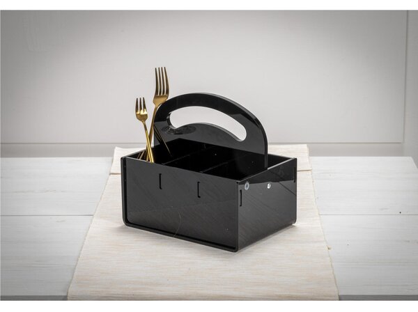 Portaposate 6 Scomparti SERVICE BLACK, Dimensioni 21,5x15x h20 cm, peso 0,92 kg, spessore 4 mm ideale per party e buffet colore nero lucido