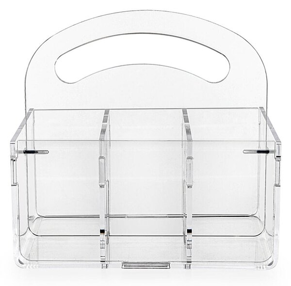 Portaposate 6 Scomparti SERVICE BLACK, Dimensioni 21x15x h20 cm, peso 0,52 kg, spessore 4 mm ideale per party e buffet colore Trasparente