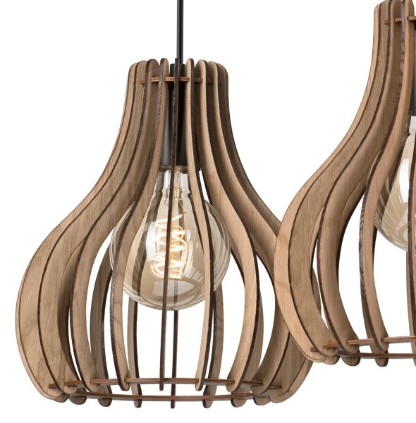 Lampadario a sospensione con filo TUCCI 3xE27/15W/230V quercia/nero