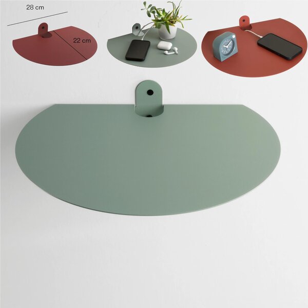 Mensola in metallo, Comodino, POINT mensola in metallo da muro Dimensioni 28x22x h 5 cm Portata massima 10 kg in acciaio verniciato Verde Eucalipto RAL 150 60 10