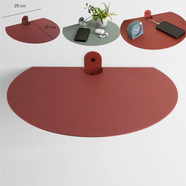 Mensola in metallo, Comodino, POINT mensola in metallo da muro Dimensioni 28x22x h 5 cm Portata massima 10 kg in acciaio verniciato Rosso Terracotta
