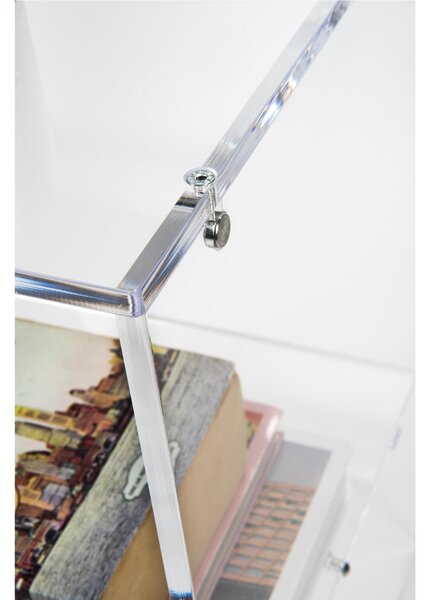 Tavolino, Comodino, 2 piani in plexiglass CONTIGO, Dimensioni 32x29xh 45 cm , Elegante forma geometrica, colore trasparente