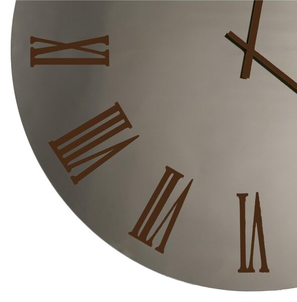 Orologio Da Muro 60 cm Struttura, � uno specchio ORO Ramato SIRIO BIG Diametro 60 cm lancette in metallo numeri colore Bronzo/Corten a rilievo , l'orologio specchio