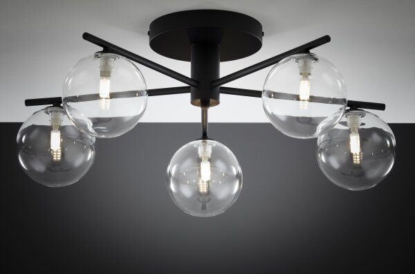 Jupiter 2046 - Lampadario a plafone PRATO 5xG9/10W/230V nero/limpido