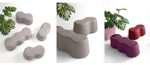 Panchina multicolori Bench 3 forma ondulata pensate per aggiungere vivacit� agli spazi dimensioni 150x55xh 45 cm Colore Perla