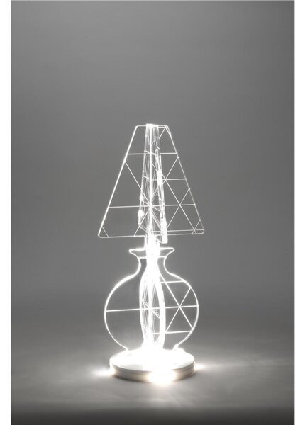 Lampada Da Tavolo ESA Medium, realizzata in plexiglass, Dimensioni 37x37x h 60 cm, 24 W, 4000 K lavorazione laser per creare un affascinante intreccio geometrico
