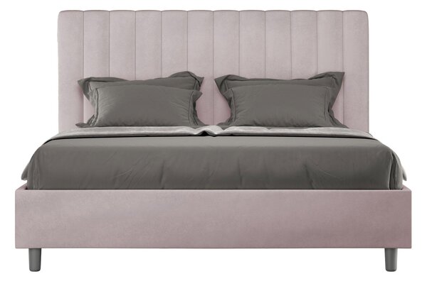 Letto matrimoniale In MIcrofibra AGUEDA giroletto imbottito Dimensioni 160x190 cm effetto trapuntato Glicine