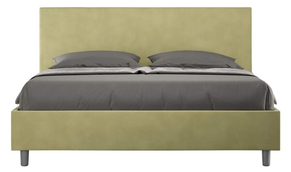 Letto matrimoniale con contenitore e Doppia Alzata ADELE , rivestimento in Microfibra imbottito dimensioni 160x190 cm colore Te Verde