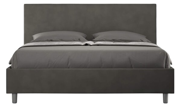 Letto matrimoniale con contenitore ADELE con testata e Letto imbottiti, rivestimento in Microfibra dimensioni 160x190 cm colore Grigio