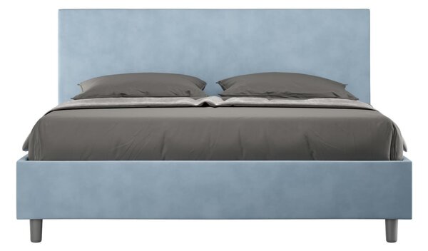 Letto matrimoniale con contenitore e Doppia Alzata ADELE , rivestimento in Microfibra imbottito dimensioni 160x190 cm colore Azzurro
