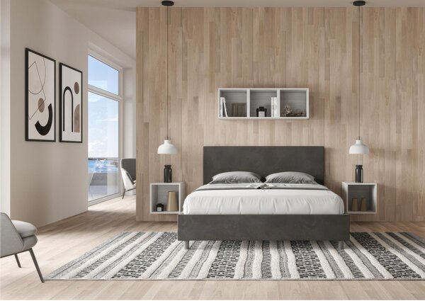 Letto matrimoniale ADELE con testata e Letto imbottiti, rivestimento in Microfibra dimensioni 160x190 cm Spessore Testata 3 cm effetto trapuntato colore Grigio