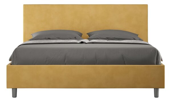 Letto matrimoniale con contenitore e Doppia Alzata ADELE , rivestimento in Microfibra imbottito dimensioni 160x190 cm colore Ocra