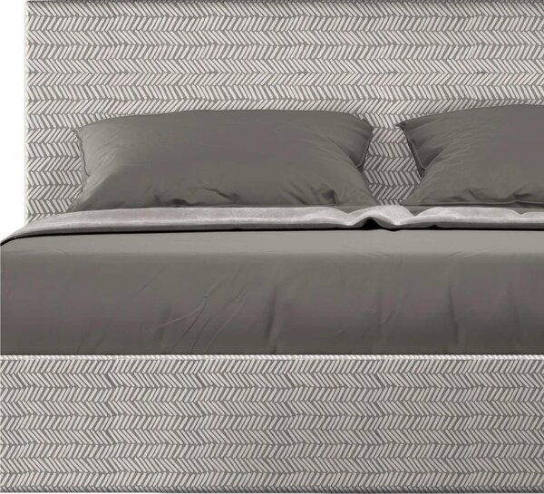 Letto matrimoniale ADELE con testata e Letto imbottiti, tessuto Aragona, dimensioni 160x190 cm effetto Labirinto colore bianco