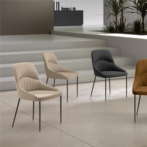 Sedia In Tessuto Easy Clean telaio metallo Modello GINEVRA Dimensioni 54x63x h89 cm - Peso 8 kg comfort assoluto colore Beige