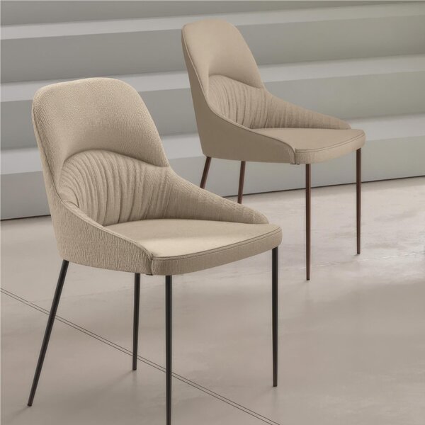 Sedia In Tessuto Easy Clean telaio metallo Modello GINEVRA Dimensioni 54x63x h89 cm - Peso 8 kg comfort assoluto colore Beige