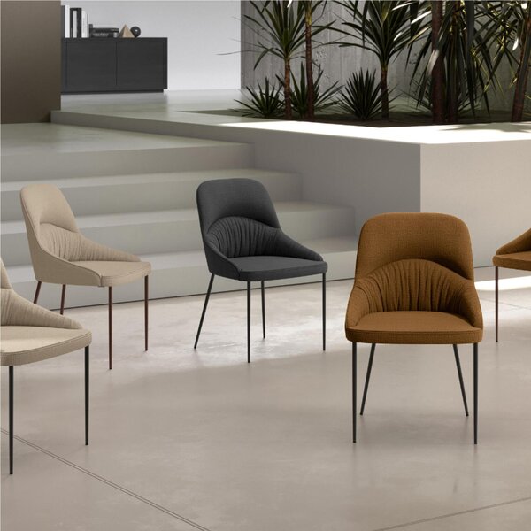 Sedia In Tessuto Easy Clean telaio metallo Modello GINEVRA Dimensioni 54x63x h89 cm - Peso 8 kg comfort assoluto colore Grigio Scuro