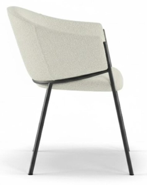 Sedia rivestita in tessuto Rivestita Easy-Clean Modello Medea Gambe in metallo verniciato 53x 60x h78 cm colore colore Avorio