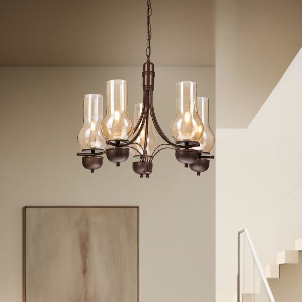 Brilagi - LED Lampadario a sospensione con catena COTTAGE 5xE14/40W/230V quercia/marrone