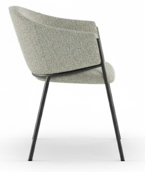 Sedia rivestita in tessuto Rivestita Easy-Clean Modello Medea Gambe in metallo verniciato 53x 60x h78 cm colore grigio chiaro