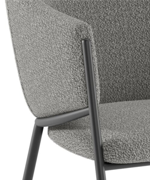 Sedia rivestita in tessuto Rivestita Easy-Clean Modello Medea Gambe in metallo verniciato 53x 60x h78 cm colore Grigio Scuro