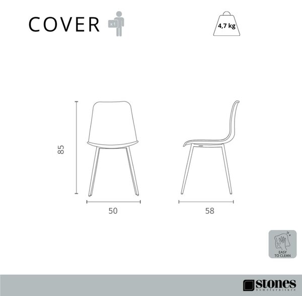 Sedia In Polipropilene Struttura in Metallo Modello COVER Dimensioni 50x58x h 85 cm colore Senape