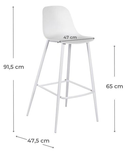 Sgabello in Metallo e Polipropilene Design essenziale FRIDA Dimensioni 47x47x h 91 cm -Peso 5,5 kg cm Stile Moderno colore bianco