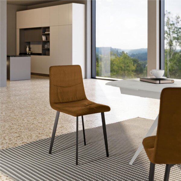 Sedia In Tessuto Easy Clean telaio metallo Modello ARIEL Dimensioni 45x55x h 87,5 cm - Peso 4,6 comfort assoluto colore Marrone