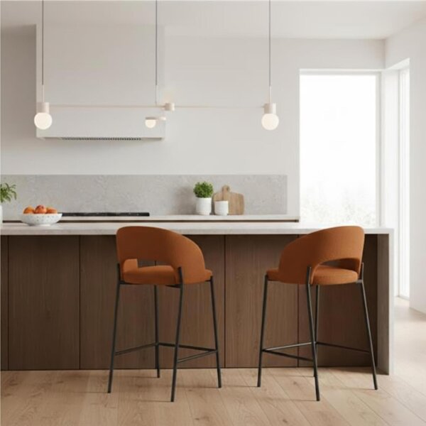 Sgabello in Metallo e rivestimento in tessuto GRETA Dimensioni52x 50x h 98 cm -Peso 3,0 kg cm Stile Moderno colore Arancio
