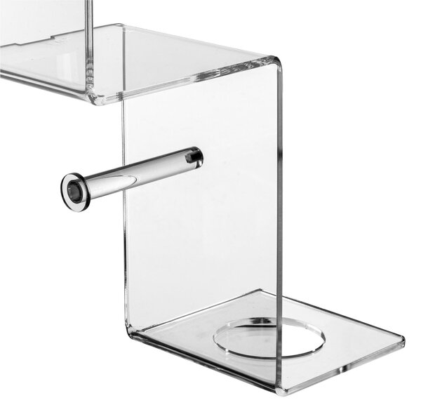 Mensola da Bagno Portarotolo e Porta scopino In Plexiglass CLIO Dimensioni 30,5x15x h 38cm - Colore Trasparente