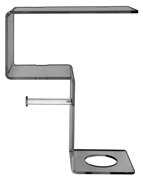 Mensola da Bagno Portarotolo e Porta scopino In Plexiglass CLIO Dimensioni 30,5x15x h 38cm - Colore Grigio Fum�