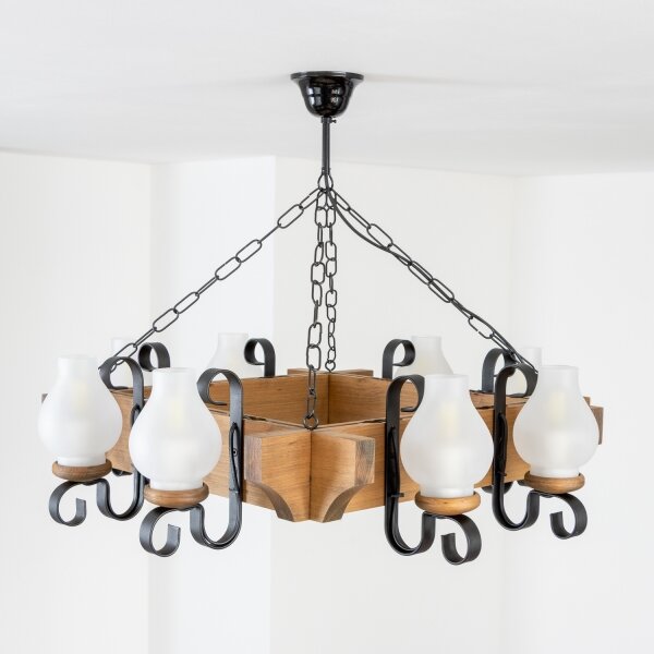 Brilagi - Lampadario a sospensione con catena QUEEN 8xE14/40W/230V faggio