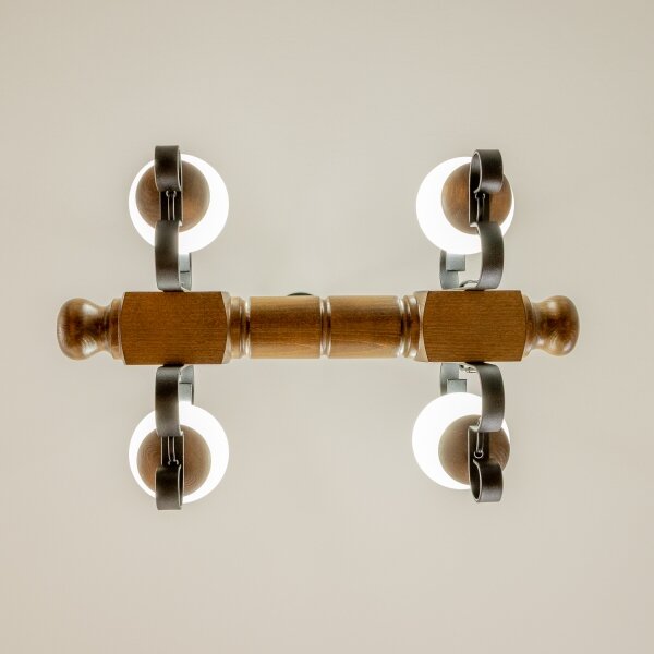 Brilagi - Lampadario a sospensione con catena RUSTIC 4xE14/40W/230V faggio/noce