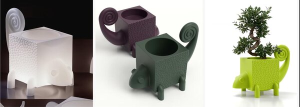 Contenitore Multifunzione FERA CAMA , il Camaleonte di Design Dimensioni 26,5x43,6x h43,3 cm vaso, a portaoggetti o a elemento decorativo colore onice