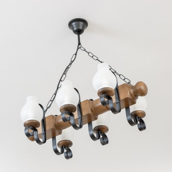 Brilagi - Lampadario a sospensione con catena RUSTIC 6xE14/40W/230V faggio/noce